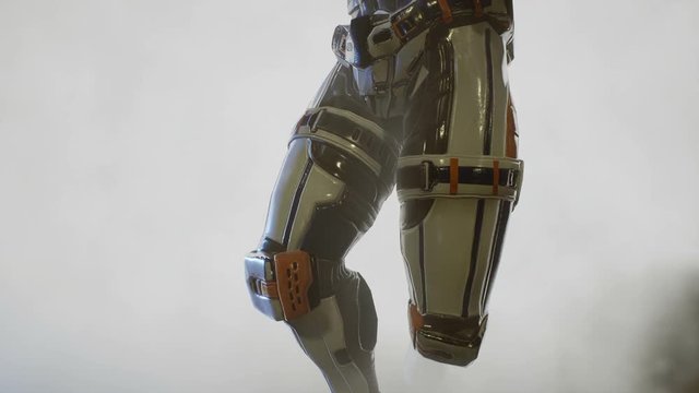Soldier on the background of thick smoke. Dramatic super realistic concept.