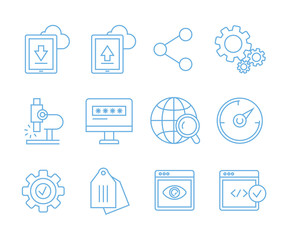 simple seo icons set and web service icons for for web and mobile UI