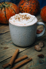 Pumpkin spice latte or coffee with cinnamon
