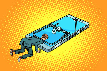 man trapped in a mousetrap smartphone