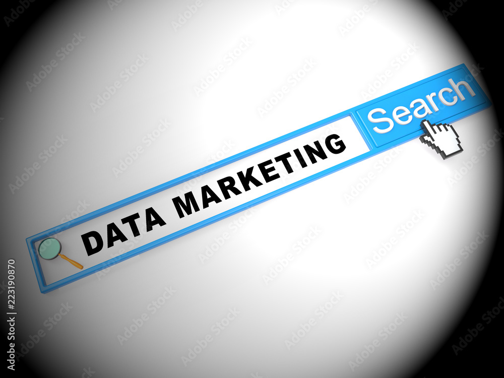 Poster data driven marketing database analytics 2d illustration