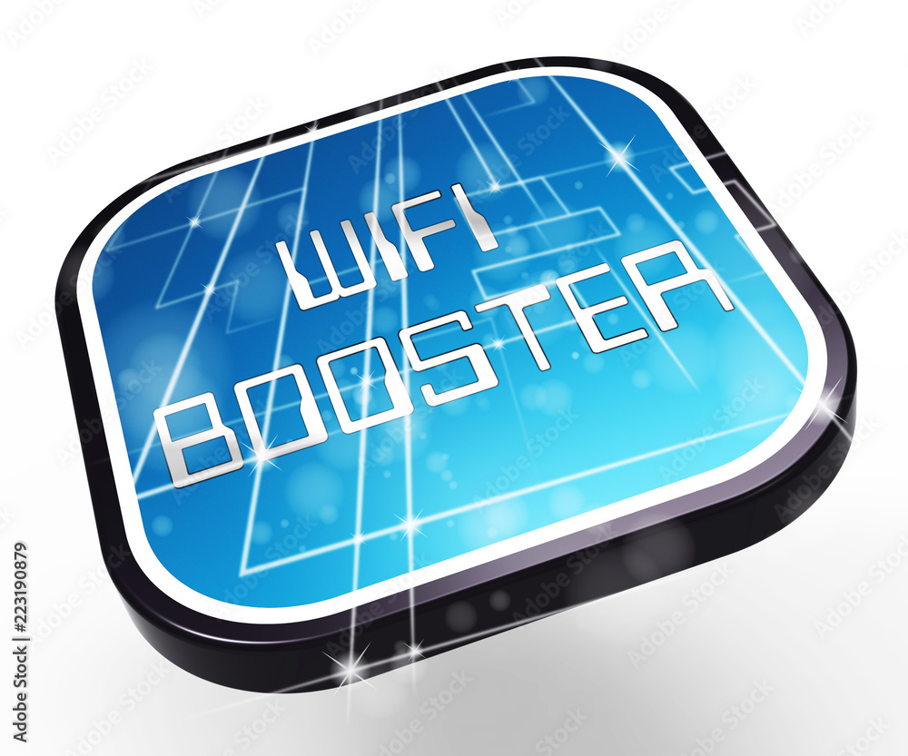 Poster wifi booster wireless extension repeater 3d rendering