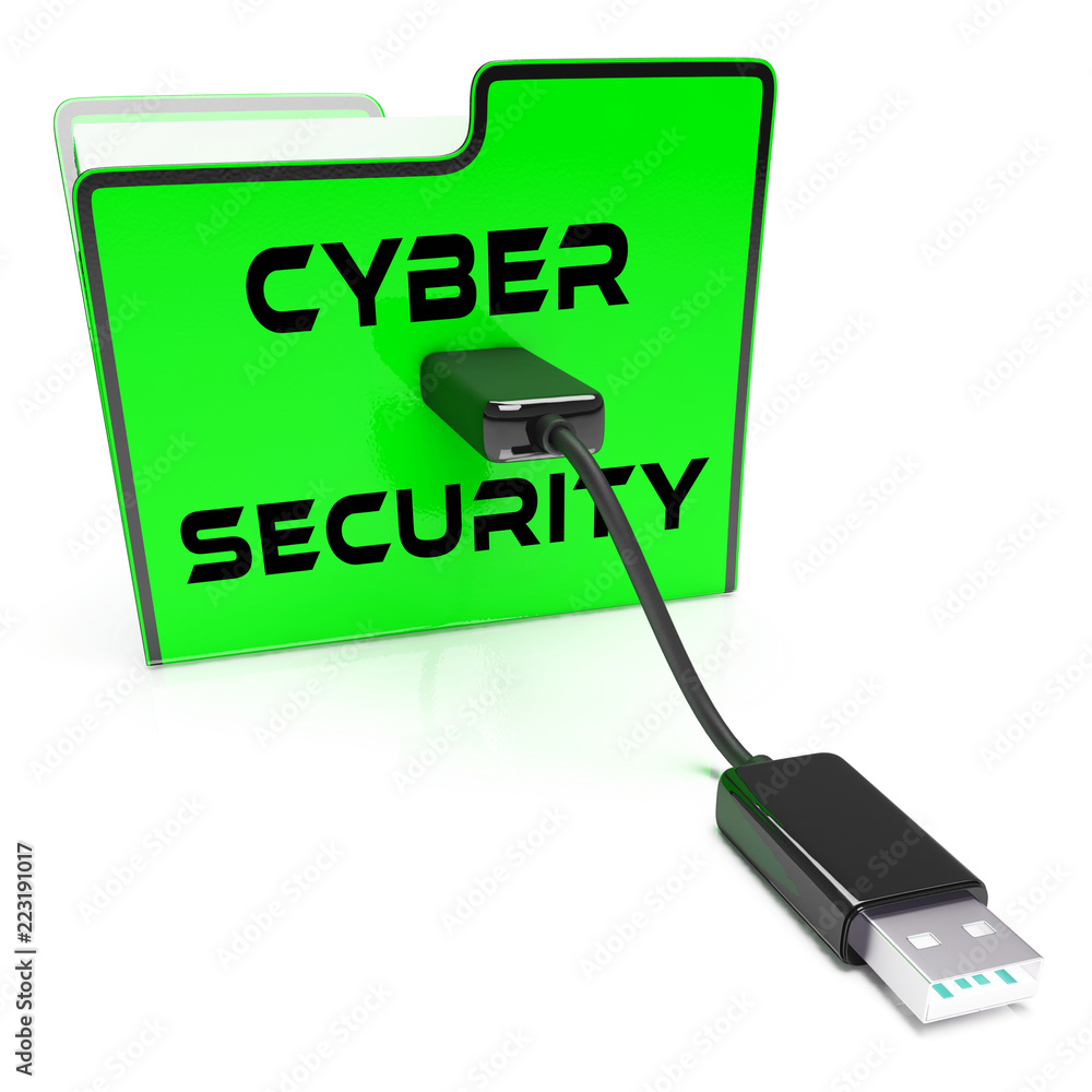Poster cybersecurity concept digital cyber security 3d rendering