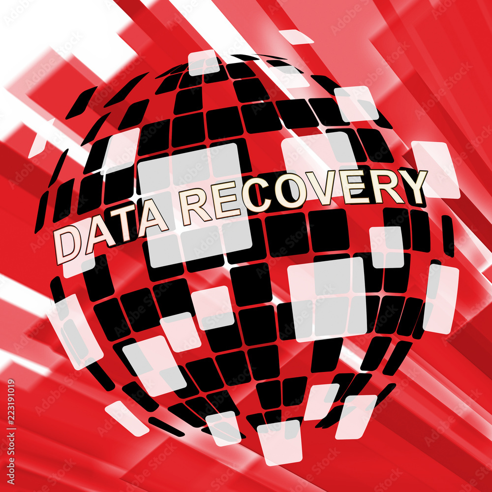 Poster data recovery software bigdata restoring 3d illustration