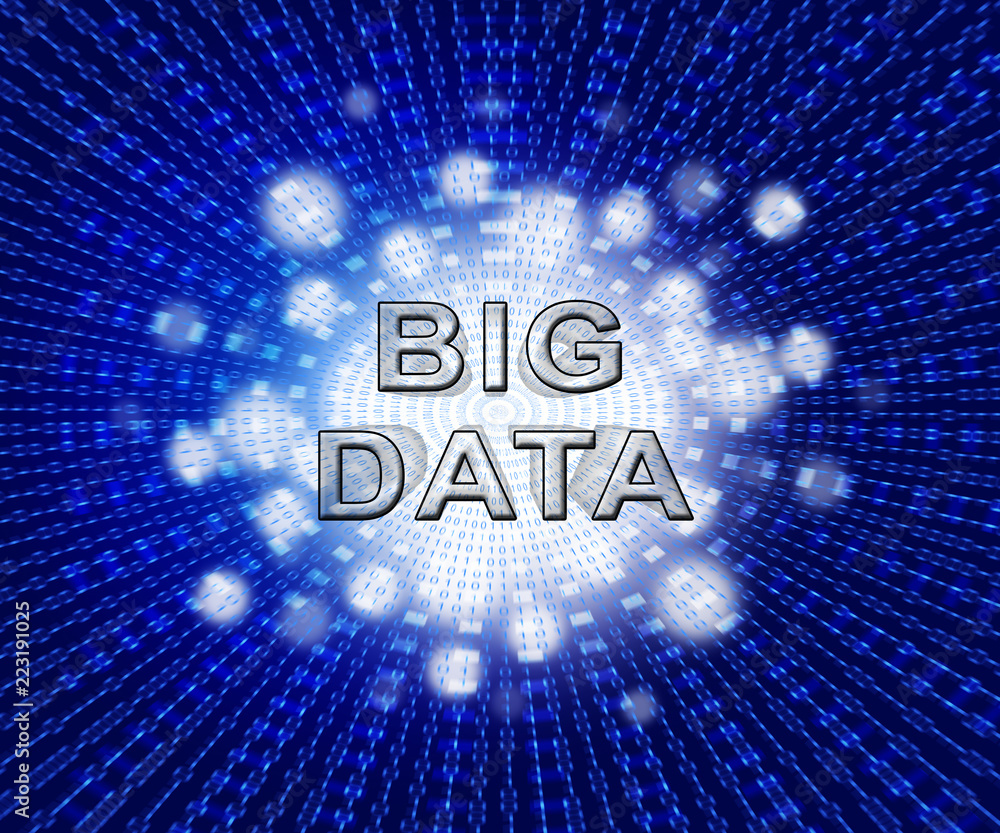Poster bigdata flow stream of big data 2d illustration