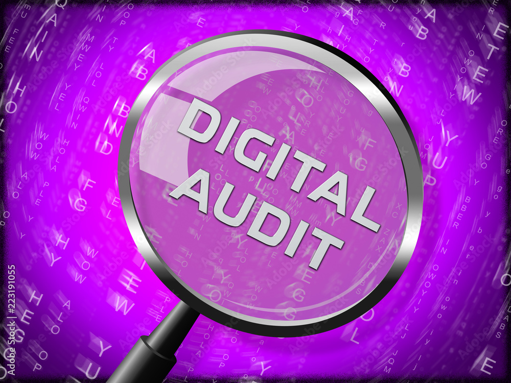Poster digital audit cyber network examination 3d rendering