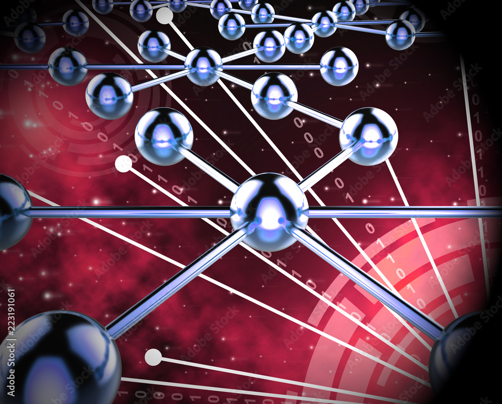 Poster interconnected globe world technology link 3d rendering