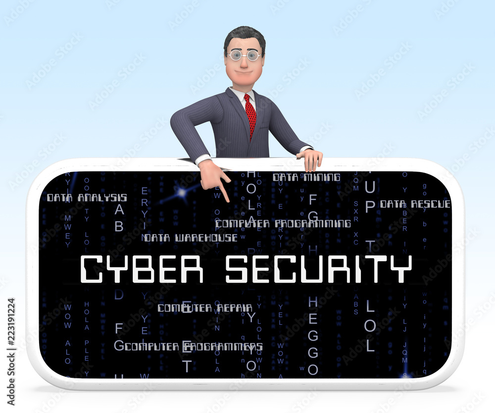 Poster cyber security professional smart shield 3d rendering