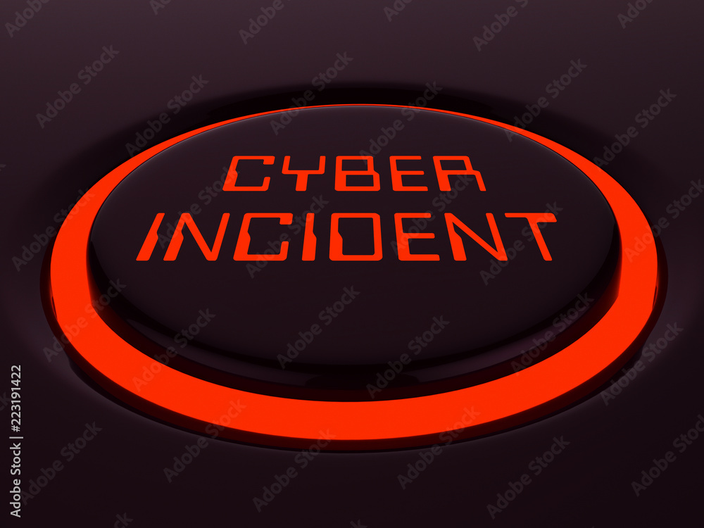 Poster cyber incident data attack alert 3d rendering