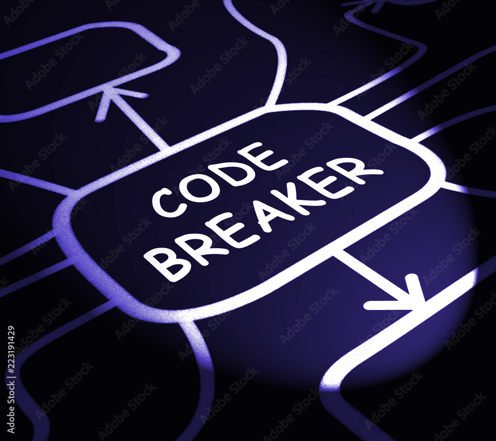 Aufkleber code breaker decoded data hack 3d illustration