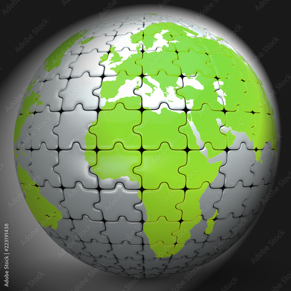 Aufkleber interconnected globe world technology link 3d rendering