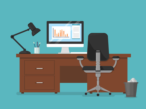 Office desk vector icon