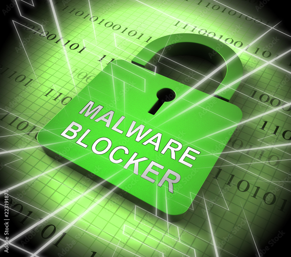Poster malware blocker website trojan protection 3d rendering