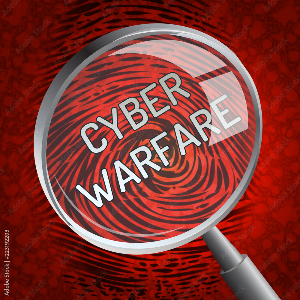 Poster cyber warfare hacking attack threat 3d rendering