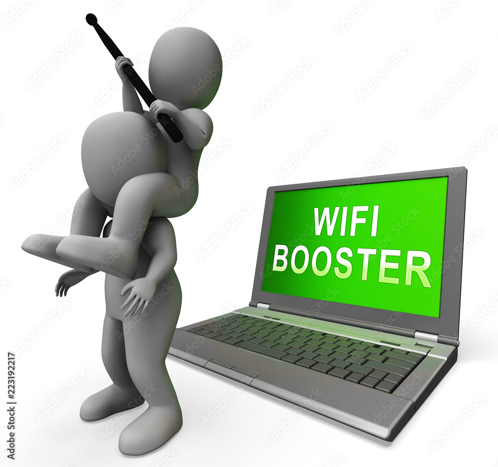 Poster wifi booster wireless extension repeater 3d rendering