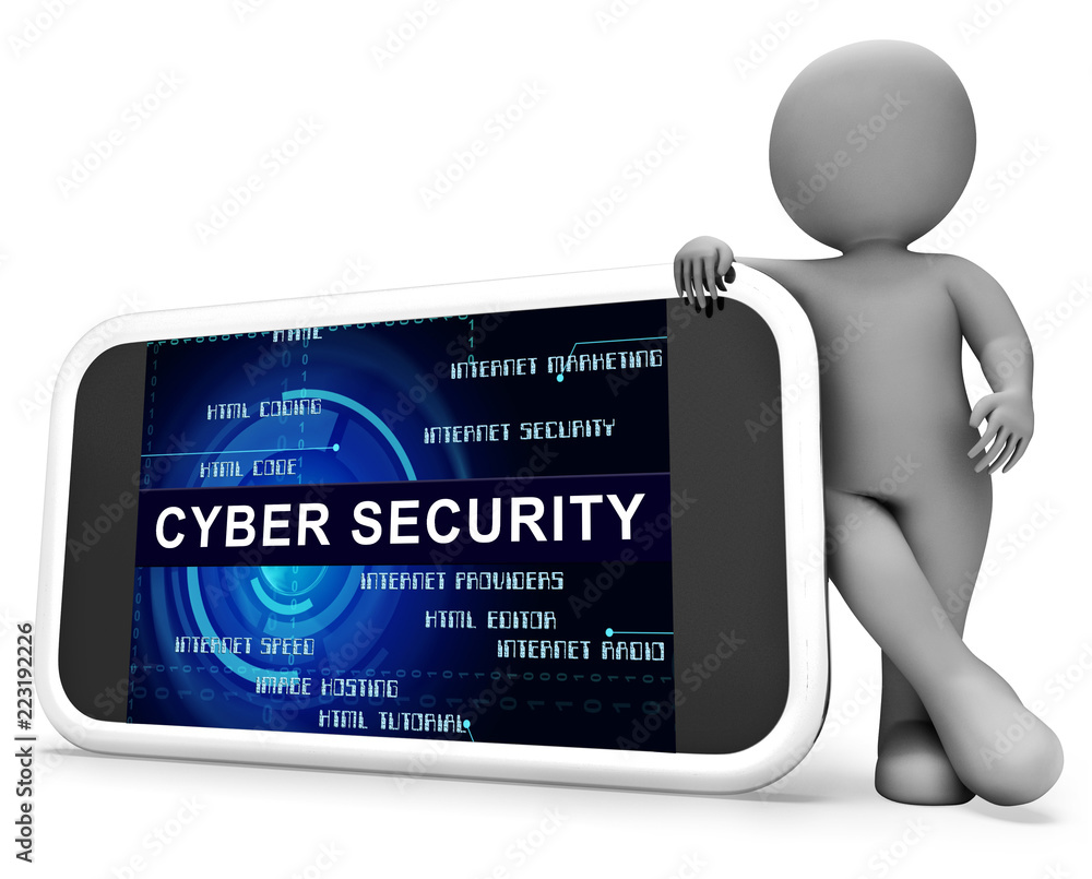 Poster cybersecurity business cyber security manager 3d rendering