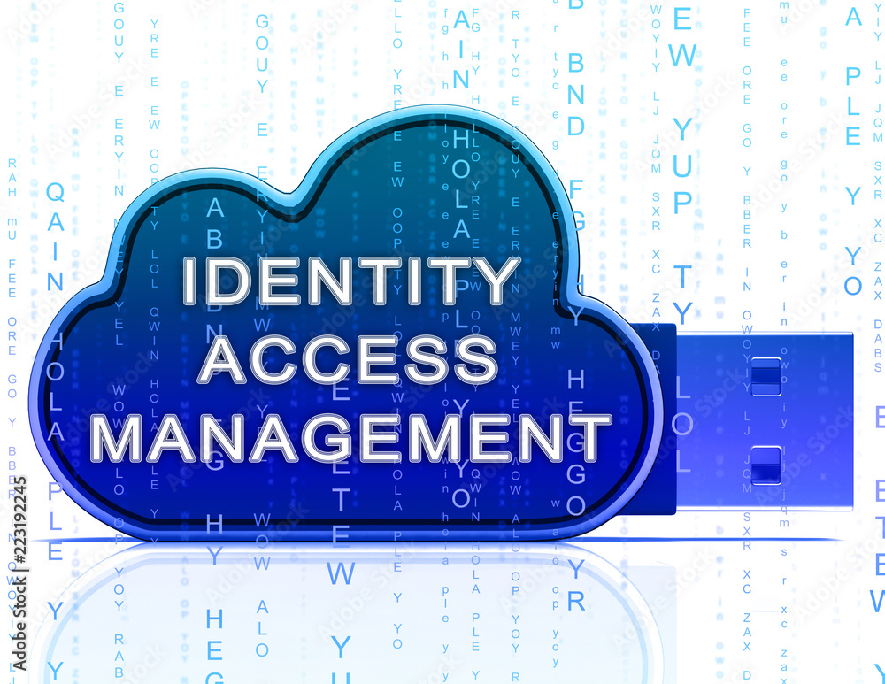 Poster identity access management fingerprint entry 3d rendering