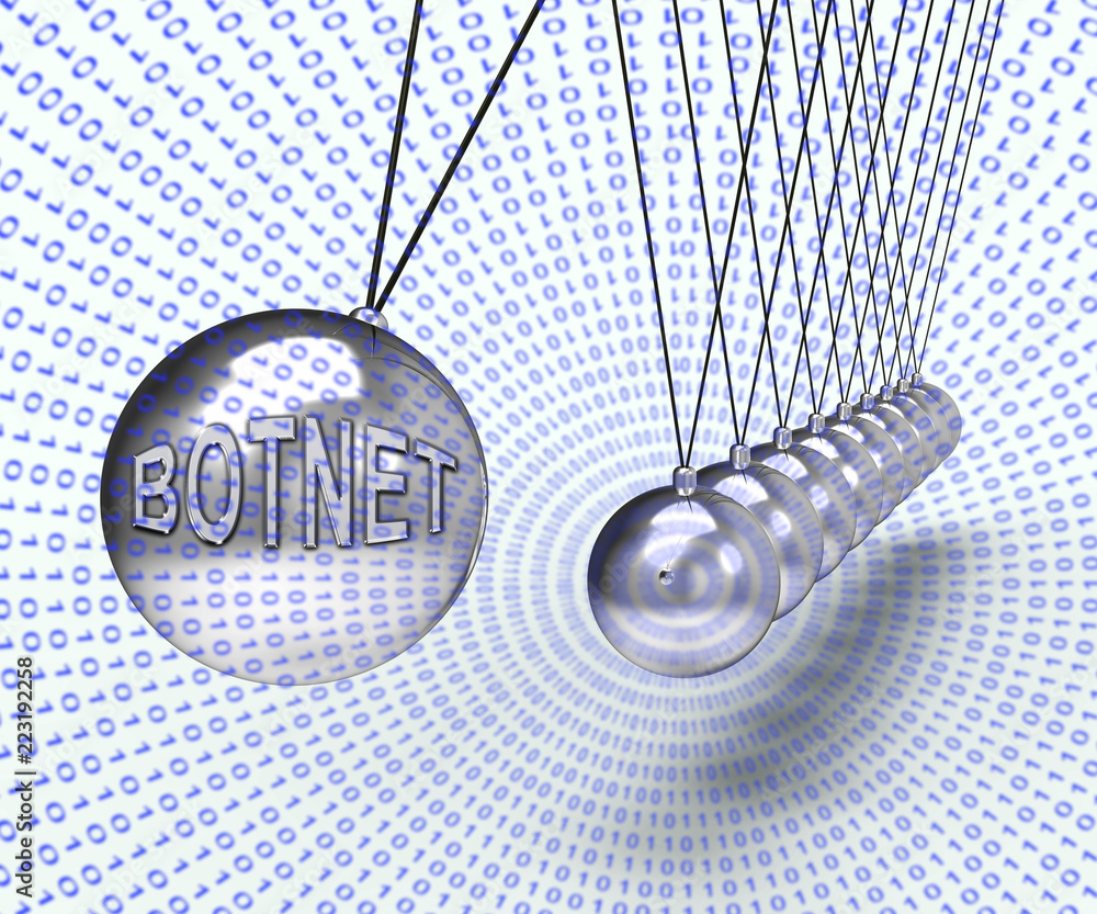 Poster botnet illegal scam network fraud 3d rendering