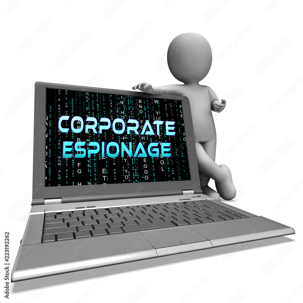 Poster corporate espionage covert cyber hacking 3d rendering