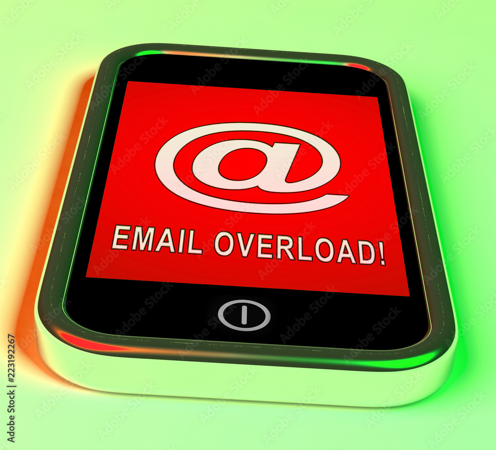 Poster email overload spam communication stress 3d rendering