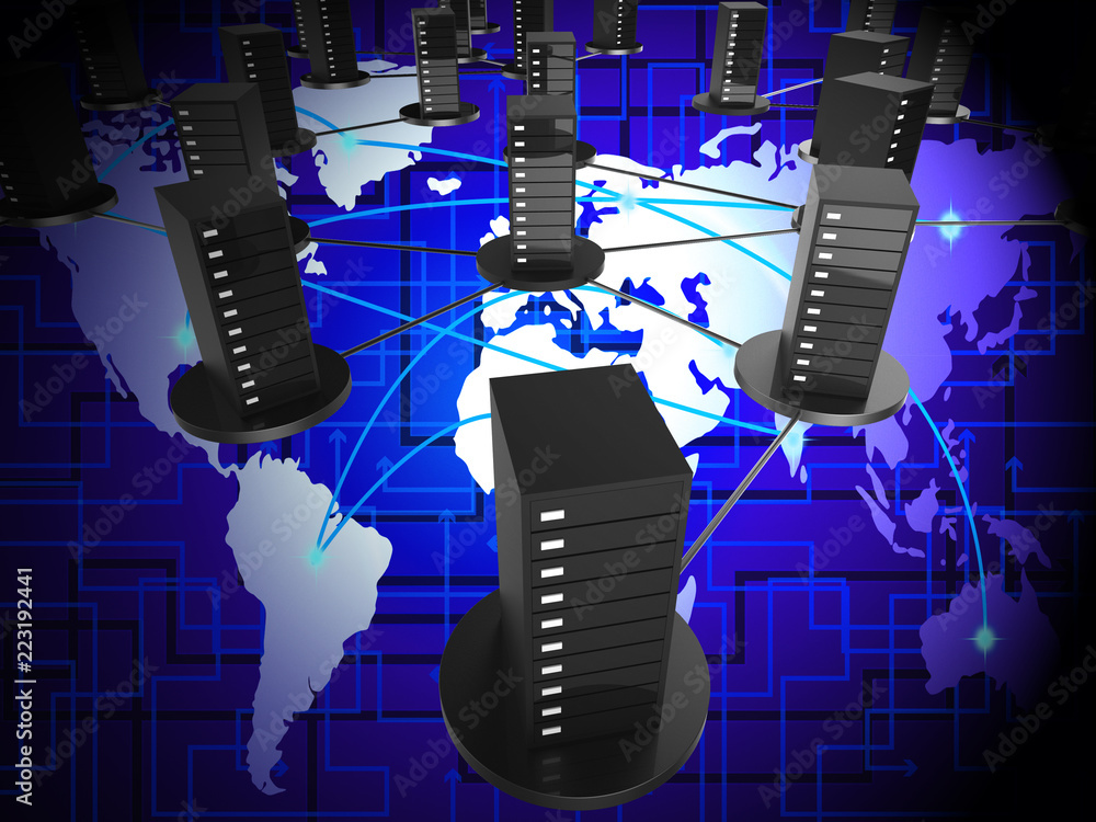 Aufkleber interconnected globe world technology link 3d rendering