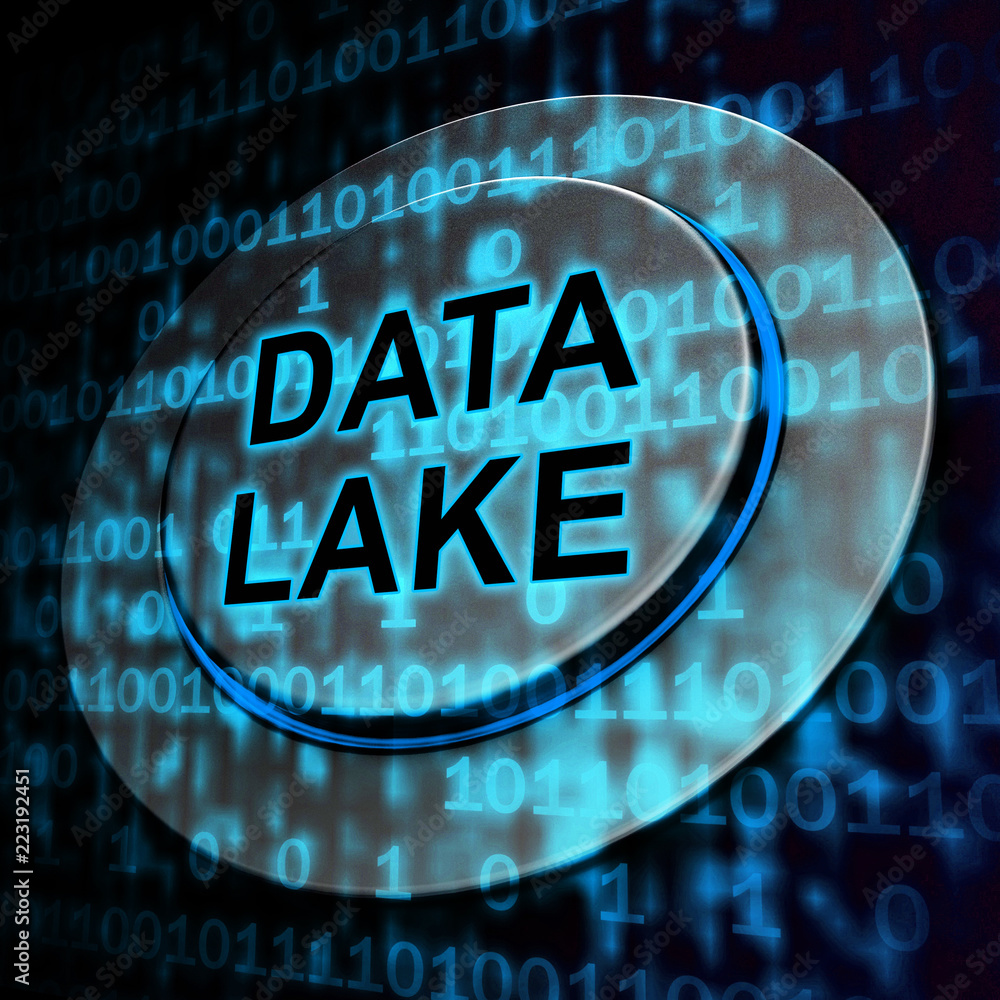 Poster data lake digital datacenter cloud 3d rendering