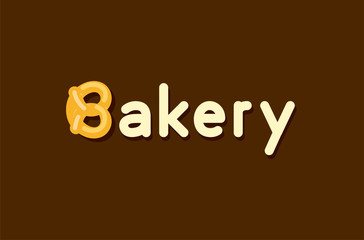 Baker Logo with Pretzel roll - Vector Emblem Design of Baker products on dark background in creative style.