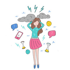 girl in stress. on work vector