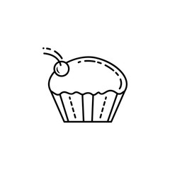 cup cake with cherry dusk style icon. Element of birthday party in dusk style icon for mobile concept and web apps. Thin line cup cake with cherry icon can be used for web