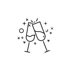 glasses of champagne dusk style icon. Element of birthday party in dusk style icon for mobile concept and web apps. Thin line glasses of champagne icon can be used for web