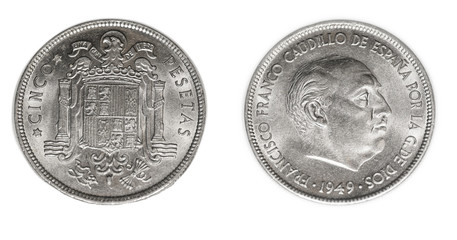 Moneda de cinco pesetas. Año 1949. Francisco Franco. España
