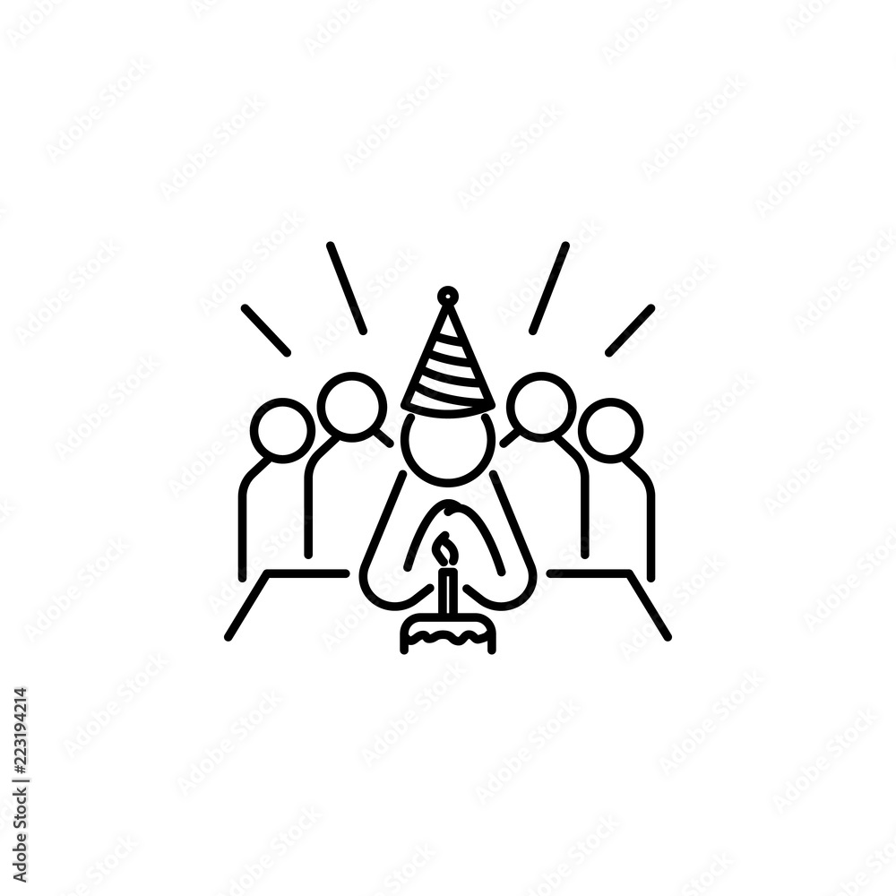 Poster birthday with cake dusk style icon. element of birthday party in dusk style icon for mobile concept 