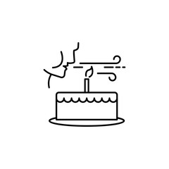 blow outcandle oncake dusk style icon. Element of birthday party in dusk style icon for mobile concept and web apps. Thin line blow outcandle oncake icon can be used for web