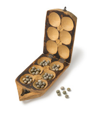 Traditional African oware game with seeds