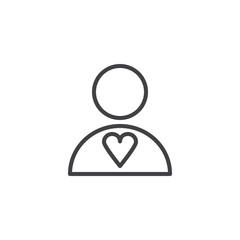 Human Heart outline icon. linear style sign for mobile concept and web design. Donor person simple line vector icon. Symbol, logo illustration. Pixel perfect vector graphics