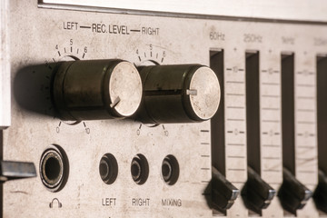 equalizer cassette player use for background. vintage music player with record volume.