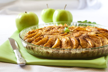 Apple pie with cinnamon and ground almonds