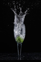 lemon splash in glass