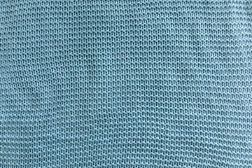 Handmade blue knitting wool texture background, knitted blanket