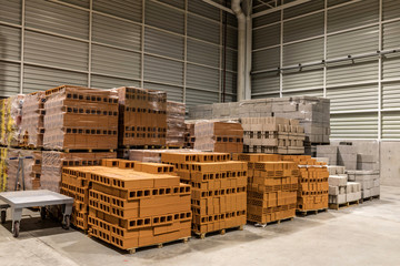 Warehouse with materials for construction