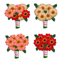 Beautiful wedding bouquet with ribbon. Vector template for an invitation card or postcard.