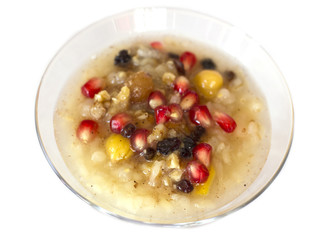 Turkish dessert Asure Ashure from boiled cereals with dried frui