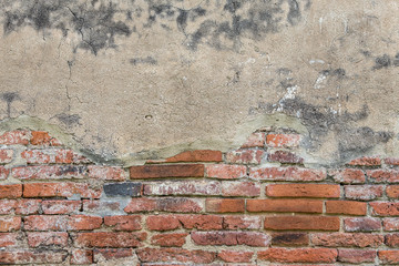 Old brick wall plaster