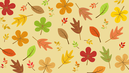 Autumn leaves foliage nature vector background yellow orange green wallpaper concept for web and print
