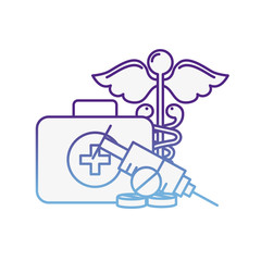 medical suitcase first aid syringe capsule and caduceus
