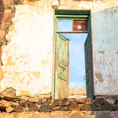 Internal door in an old dilapidated house