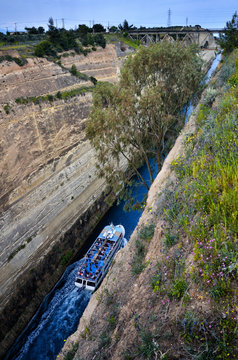 Corinth Canal, tidal waterway across the Isthmus of Corinth in Greece, joining the Gulf of Corinth with the Saronic Gulf