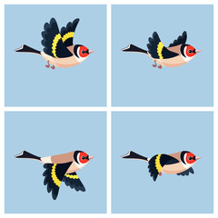 Flying European Goldfinch animation sprite sheet