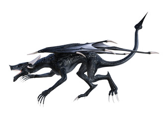 3D Rendering Fairy Tale Dragon on White