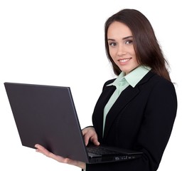 Businesswoman with Laptop - Isolated